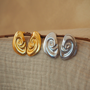 Boucles d'oreilles coquillage conque en acier inoxydable argenté et doré