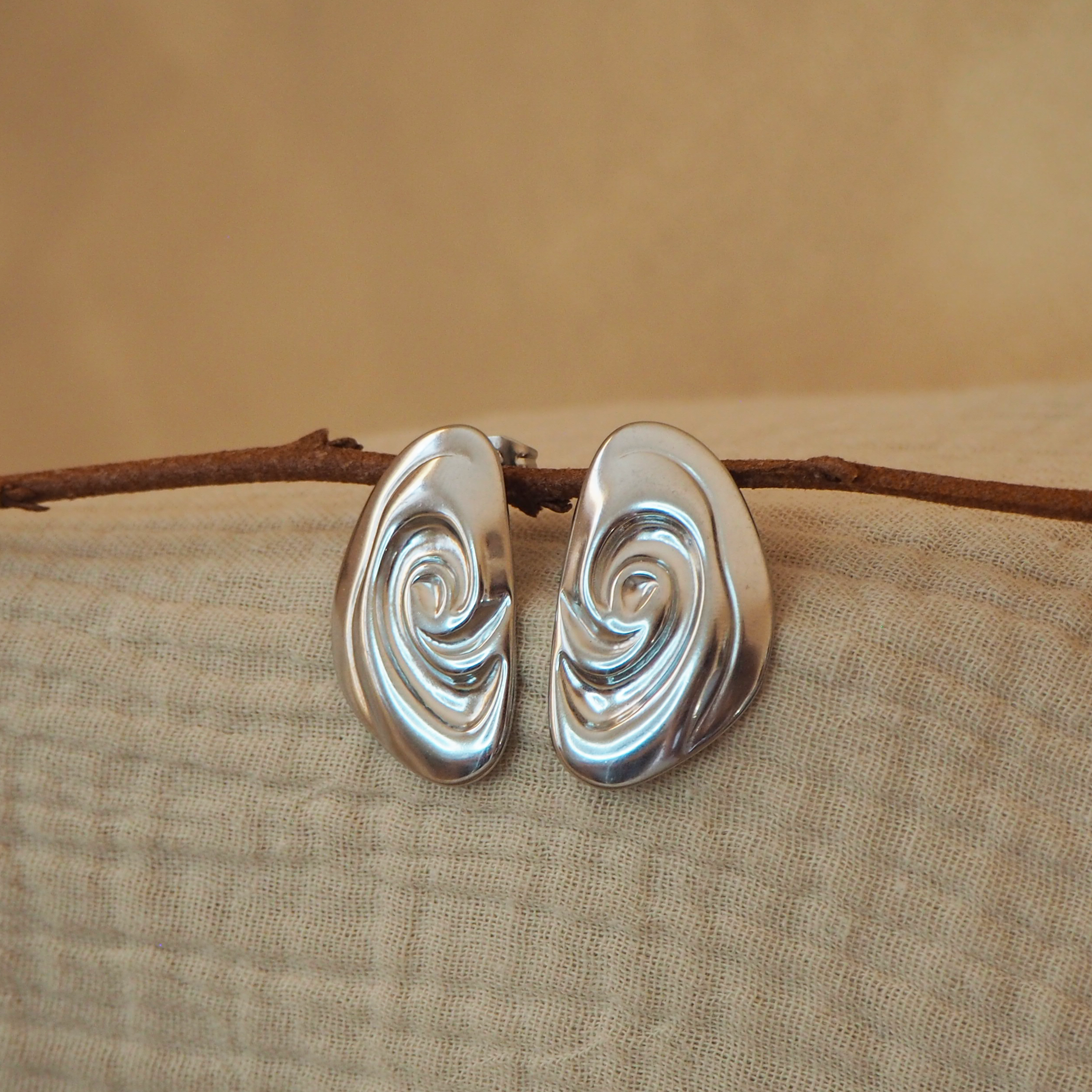 Boucles d'oreilles en acier inoxydable argenté