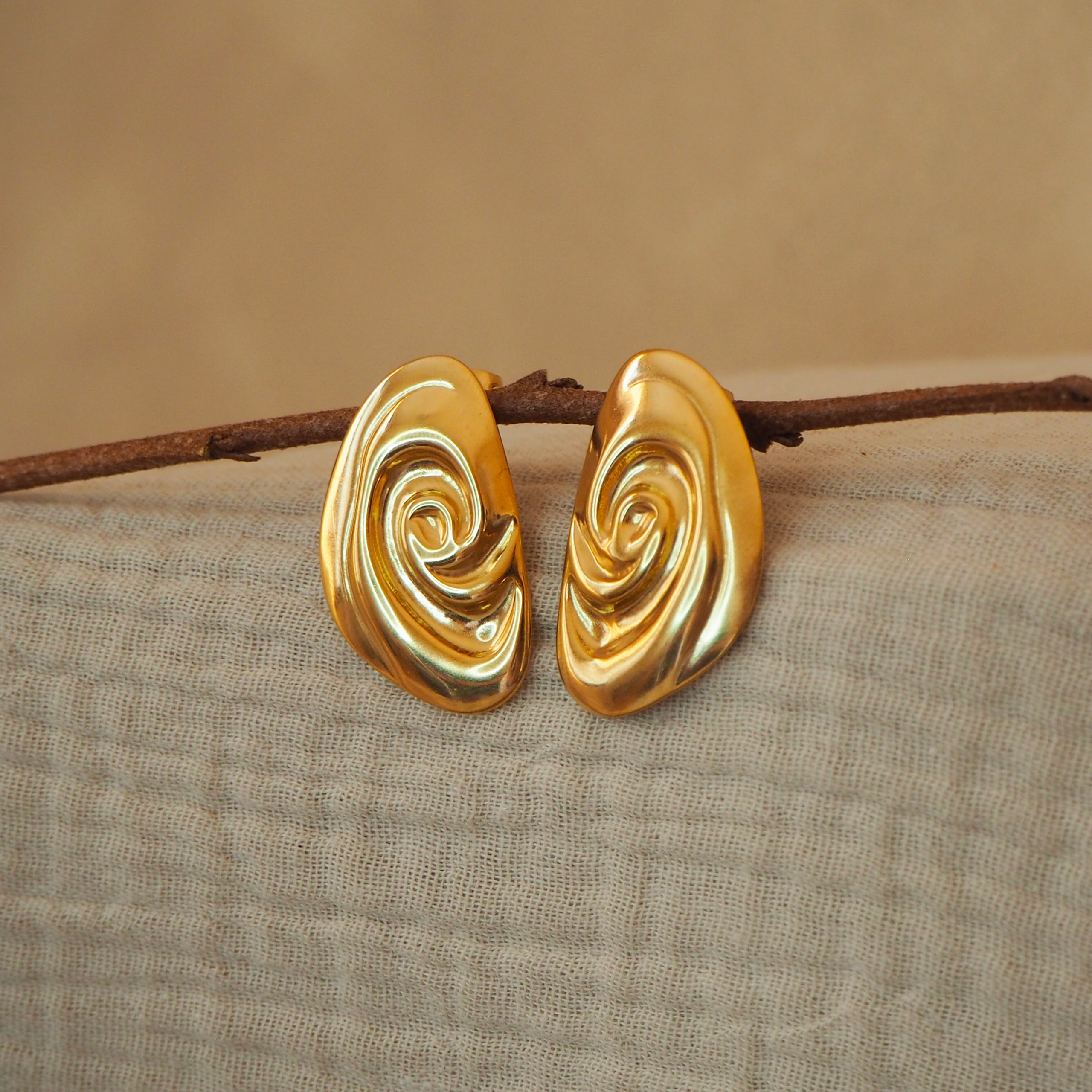 Boucles d'oreilles coquillage conque en acier inoxydable or
