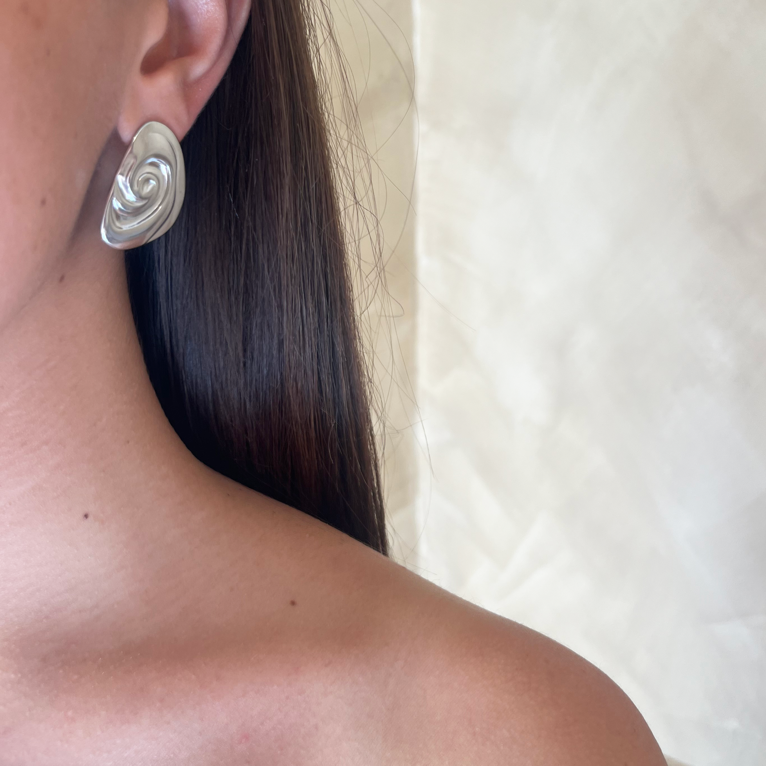 Boucles d'oreilles en acier inoxydable couleur argenté
