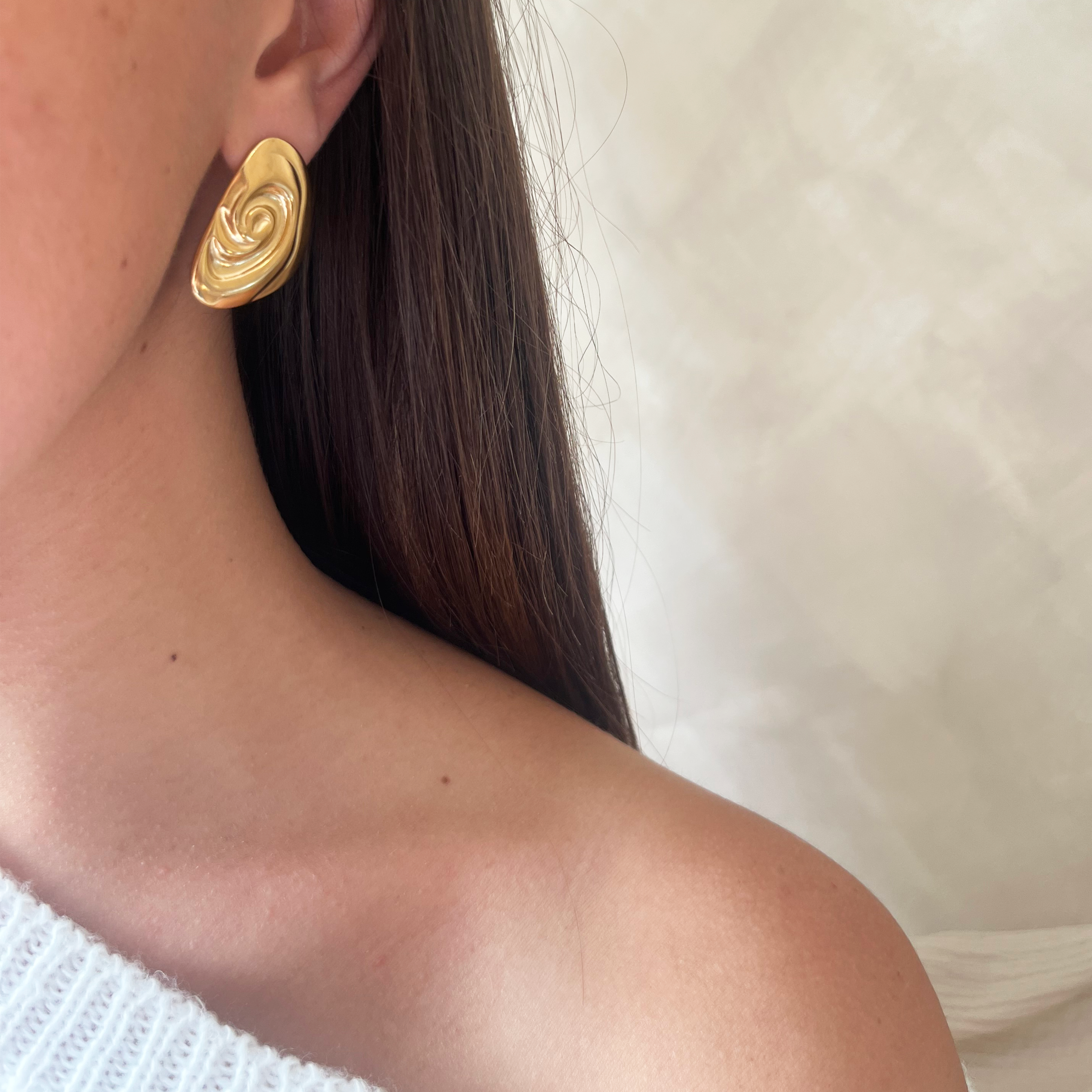 Boucles d'oreilles coquillage conque en acier inoxydable doré