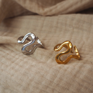 Bague or et argent large zigzag