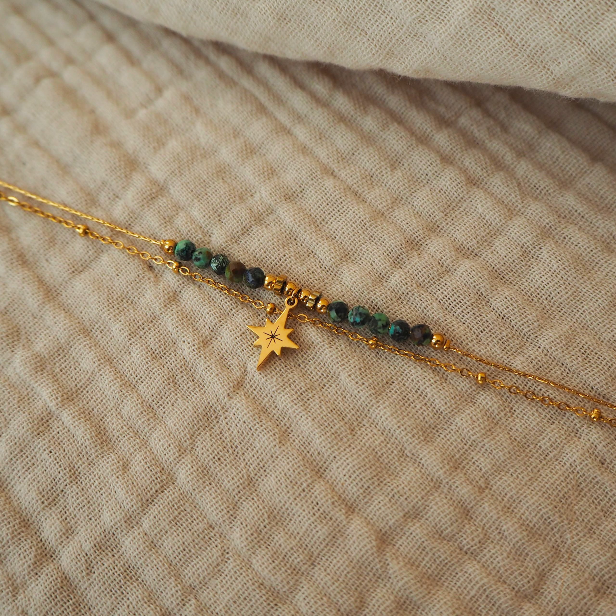 Bracelet avec perle turquoises d'afrique