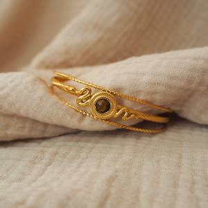Bracelet manchette serpent et pierre marron