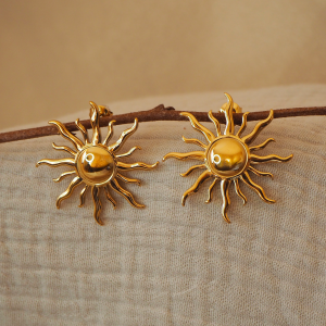 boucles en forme de soleil doré (acier inoxydable)