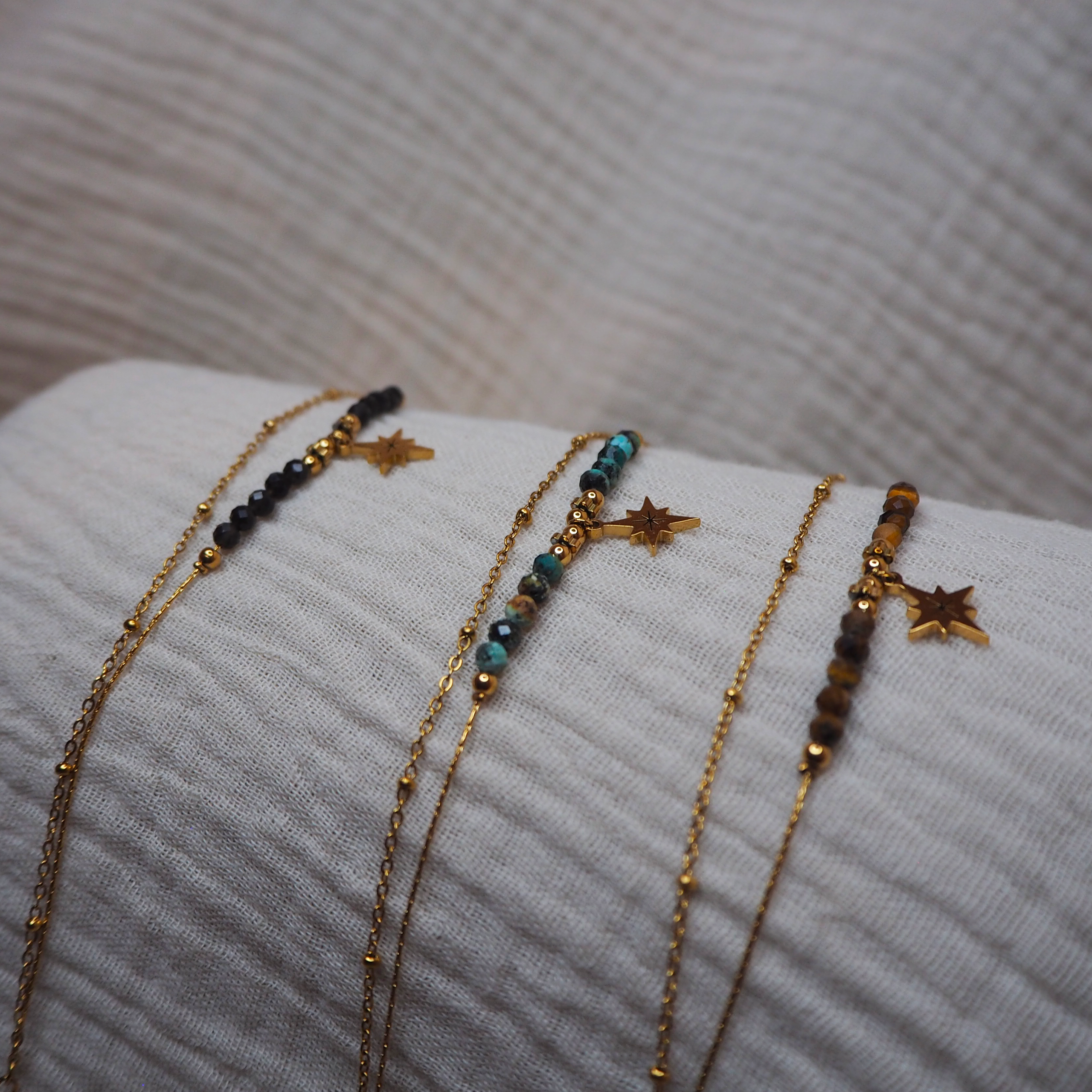 Bracelets double étoile et perles véritables