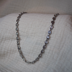 Collier homme en acier inoxydable maille grain de café