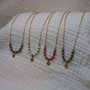 SIRA - collier avec pierres lithothérapie et étoile zircon