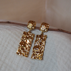 Boucles pendantes en acier onoxydable - martelées froissées