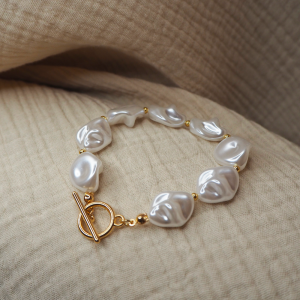 Bracelet d'été sienne en perle et acier inoxydable