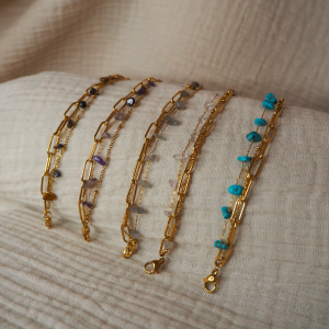 Bracelet triple avec bienfaits sur le corps et l'esprit : lithothérapie.