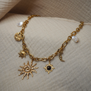 JUSTINE | Collier charms astro en acier inoxydable