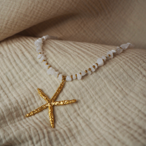 SERENA | Collier en acier inoxydable avec étoile de mer et pierres