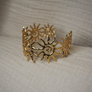 LAURIE | Bracelet manchette soleil en acier inoxydable
