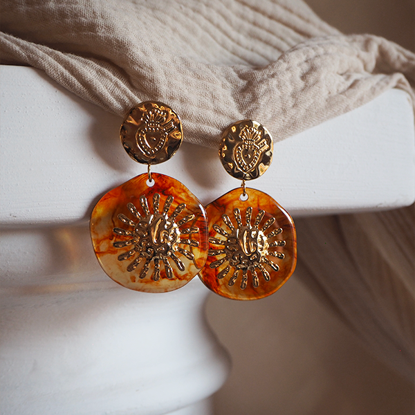 VESTA | Boucles d'oreilles soleil sacré en acier inoxydable