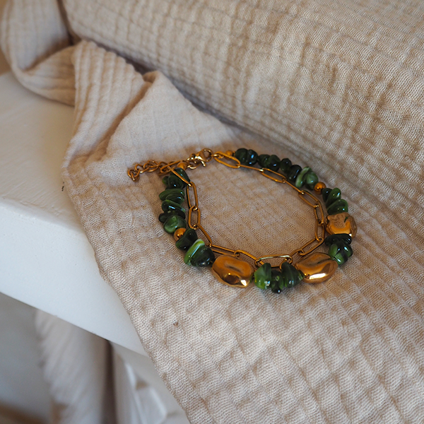 RHÉA | Bracelet double en acier inoxydable et pierres – Image 3