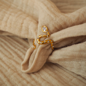 VENIN | Bague serpent en acier inoxydable et strass