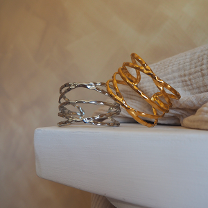 MÉLIA | Bracelet manchette géométrique en acier inoxydable